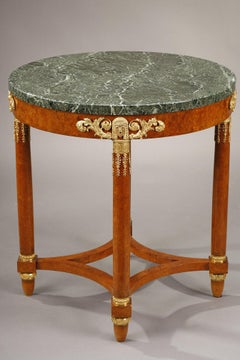 Pedestal Table in Maple Veneer from the Charles X Period