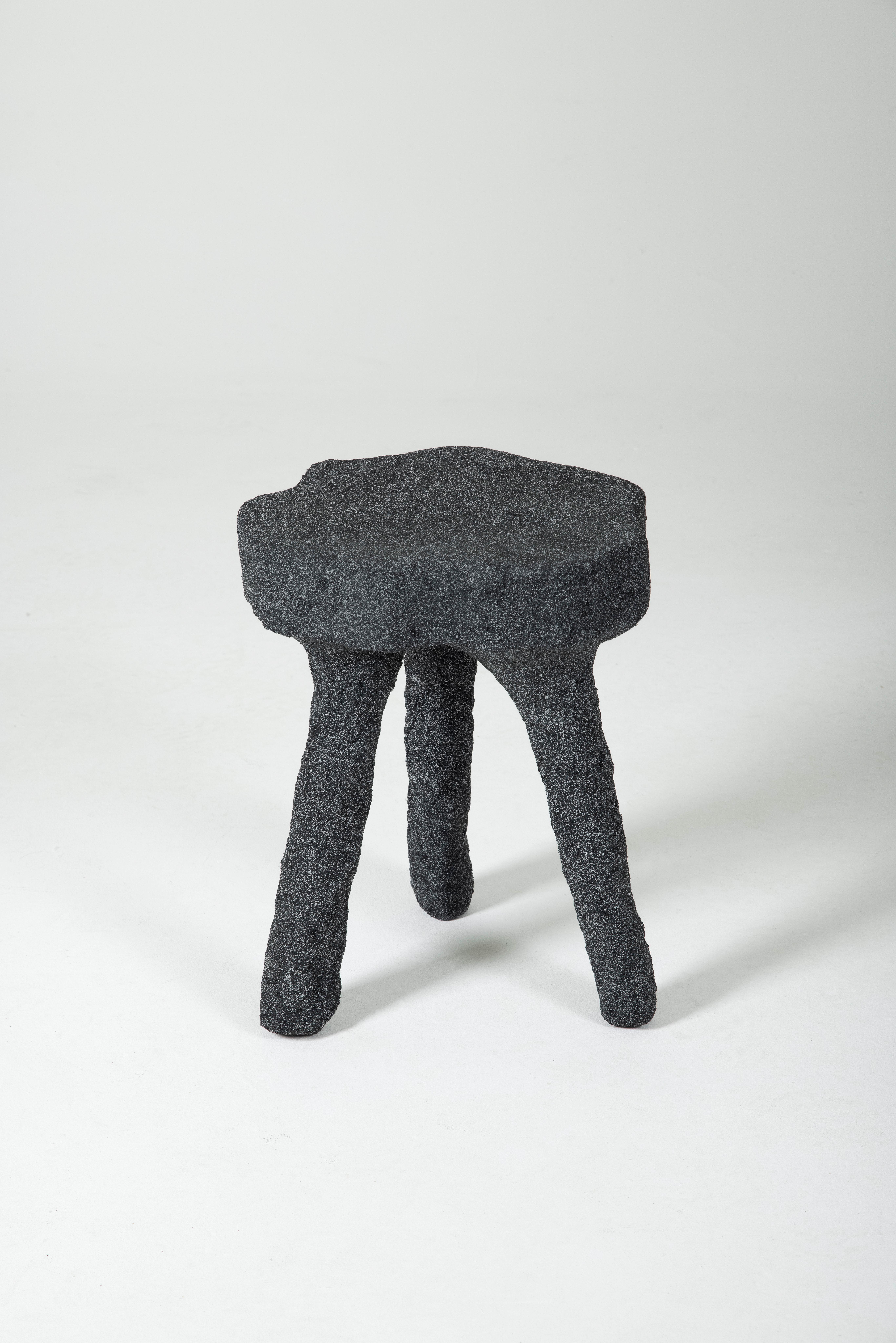 Other Pedestal Table in Plaster and Black Sand by Paul Hardy