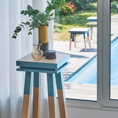 Tavolo con piedistallo artigianale di design francese in legno massiccio di Eric Gizard, Parigi