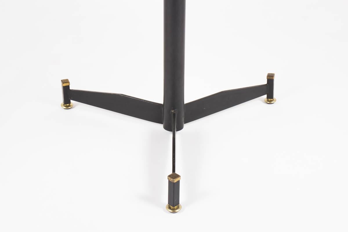 Pedestal Table in Teak Black Metal Structure and Brass Italian Design, 1950 4