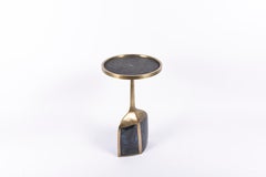 Pedestal Table Large in Shagreen, Blue Pen Shell and Brass by R&Y Augousti