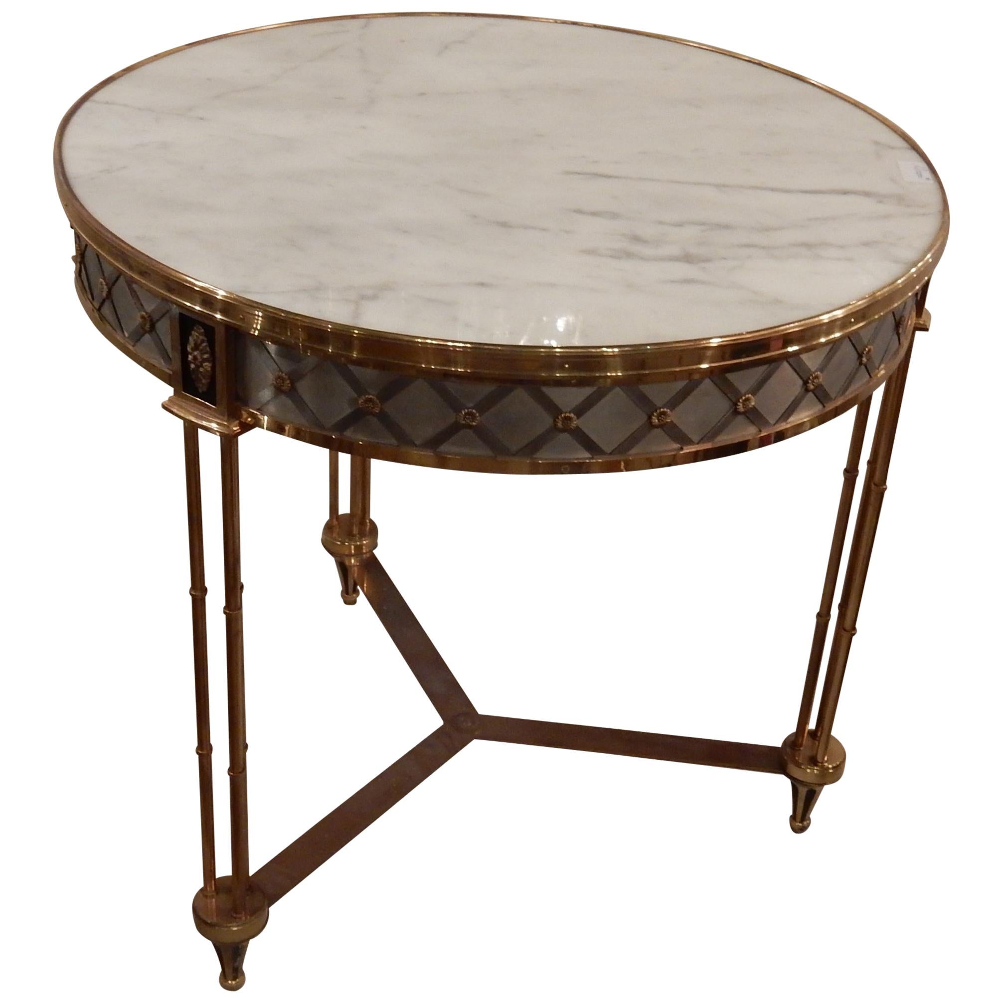 Pedestal Table attributed to Maison Jansen in the Style of Adam Weisweiler For Sale