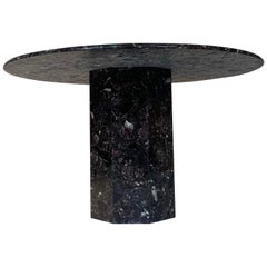 Pedestal Table of Marinace 'Mosaic' Granite Stone w. Black, Emerald & Ruby Tones