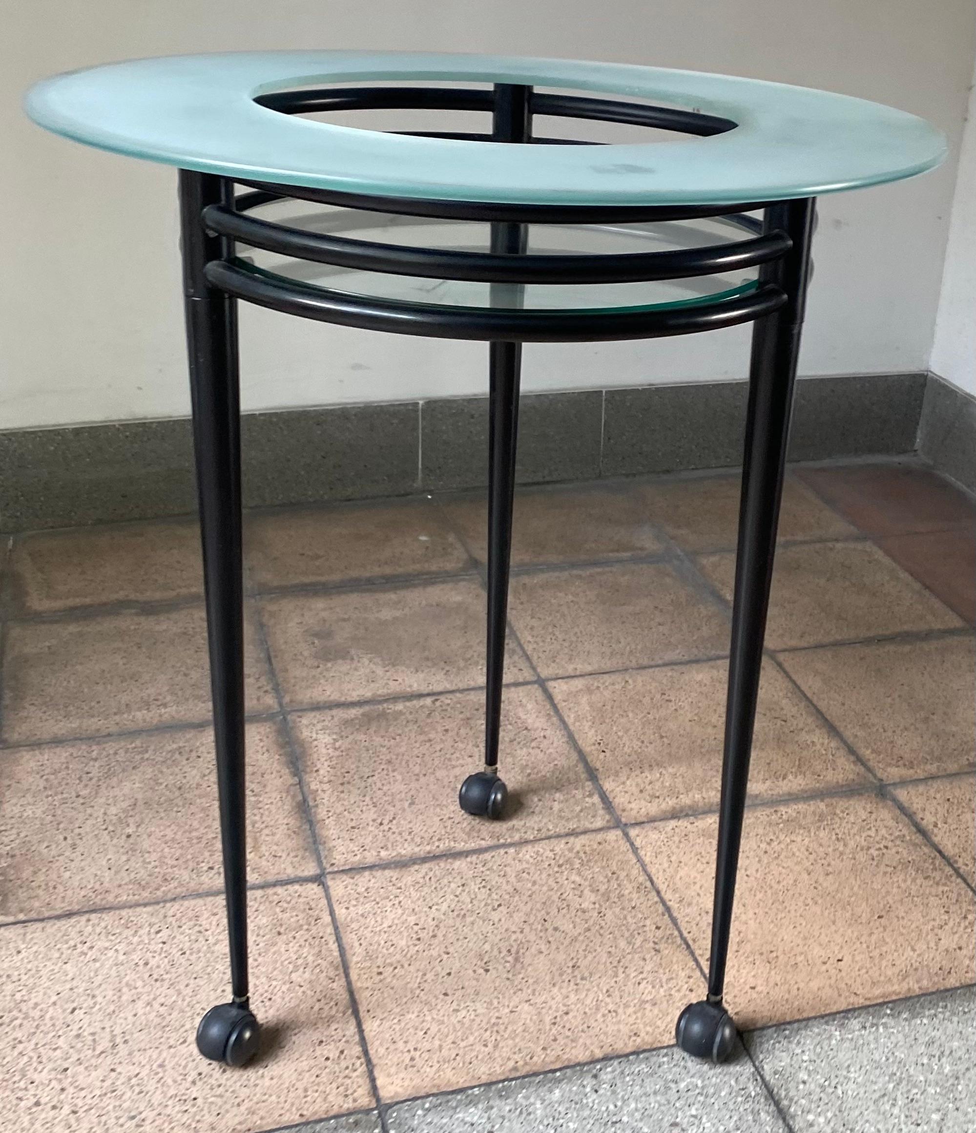 Pedestal Table on Wheels by Pascal In Good Condition In Saint ouen, FR