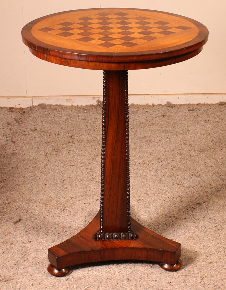 Pedestal Table or Game Table in Rosewood, Early 19th Century For Sale