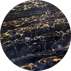 Pedestal table / Side table metal and "Portoro" marble top