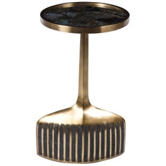 Pedestal Table Small in Lemurian, Shagreen and Brass by R&Y Augousti