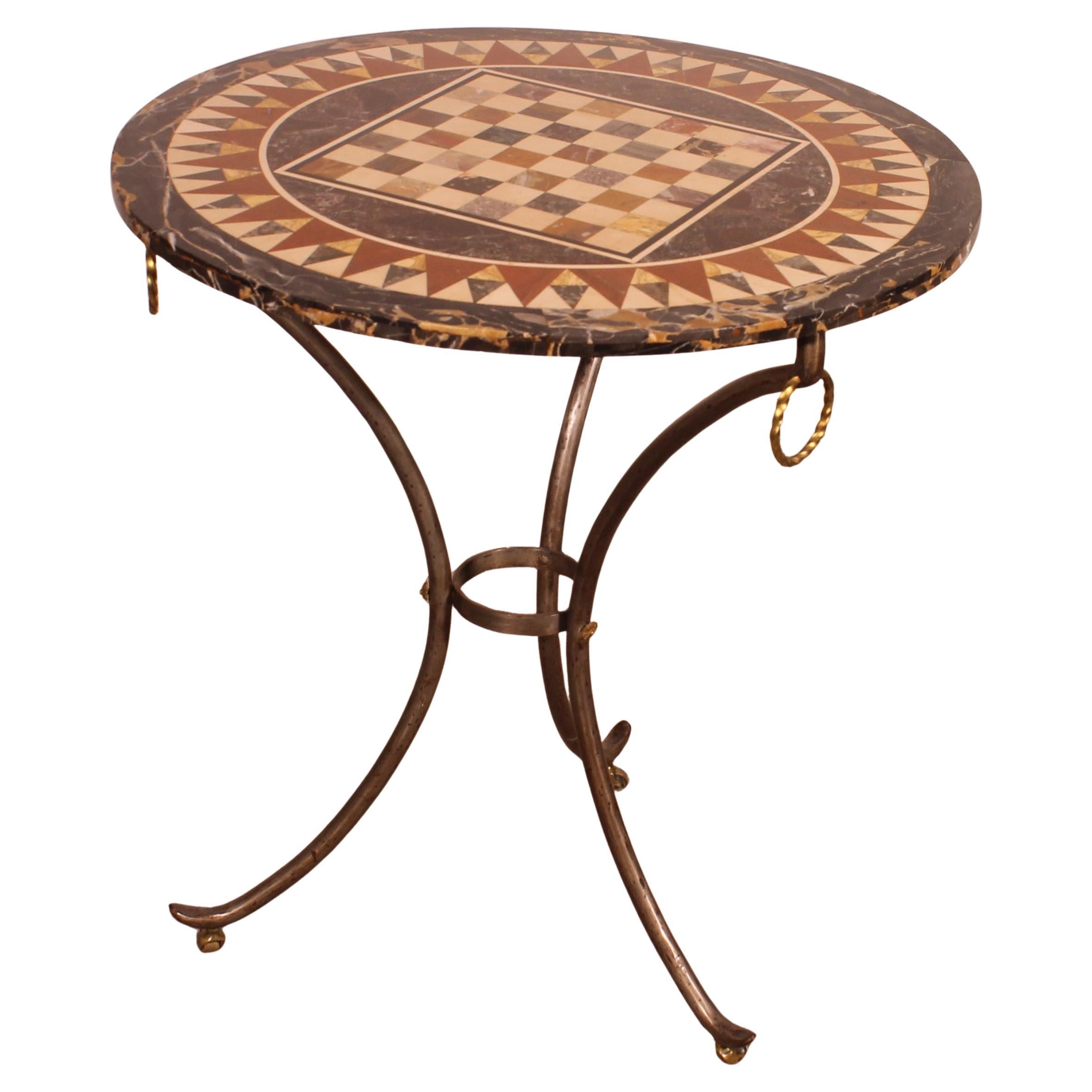 Pedestal Table With A Pietra Dura Top And Game Board - 18th Century
