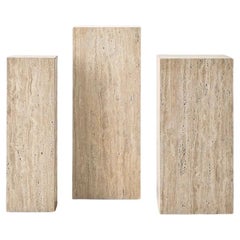 PEDESTAL TRAVERTINE, 8" x 19.7H" Custom stone block pedestal, Block Plinth Table