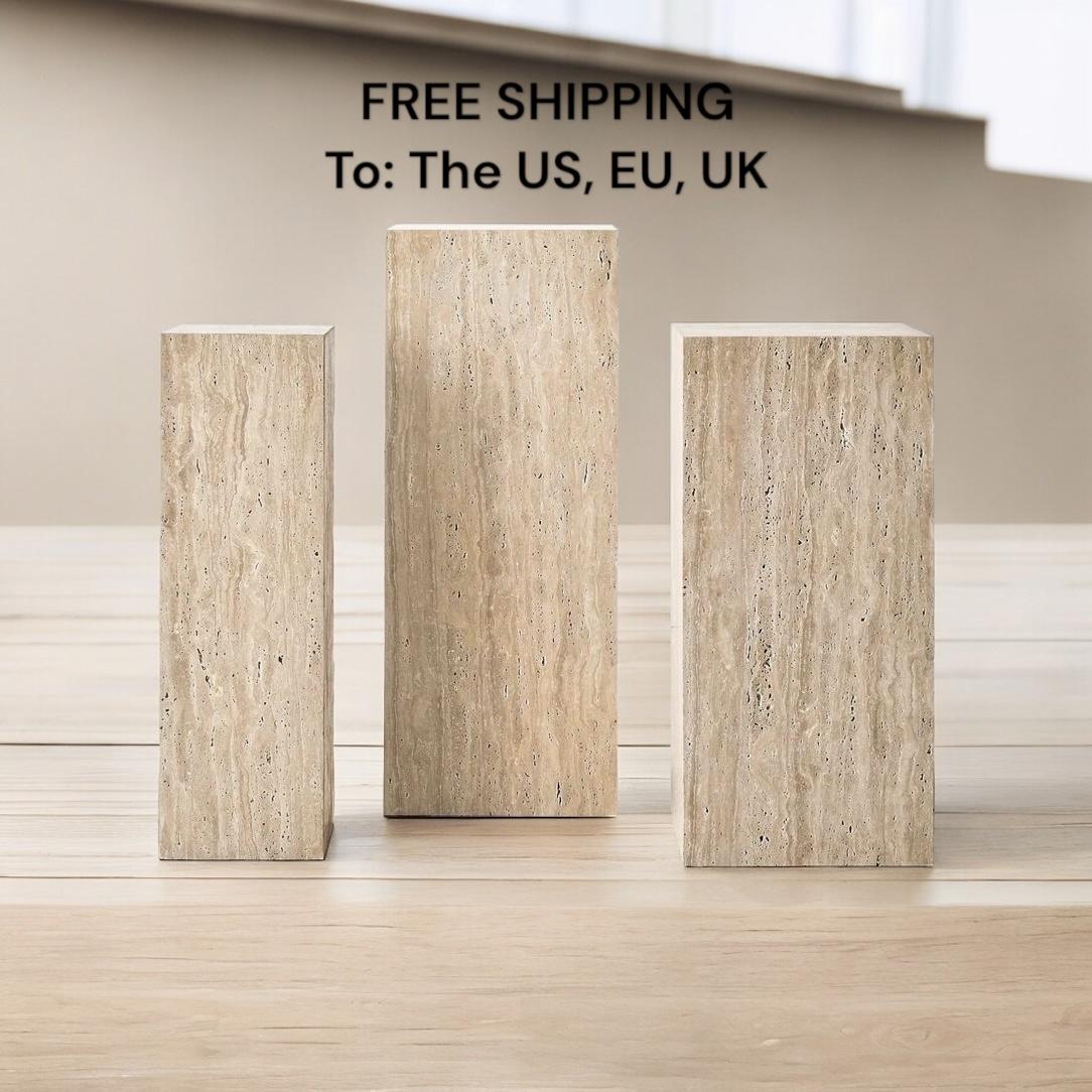Contemporary PEDESTAL TRAVERTINE, 8