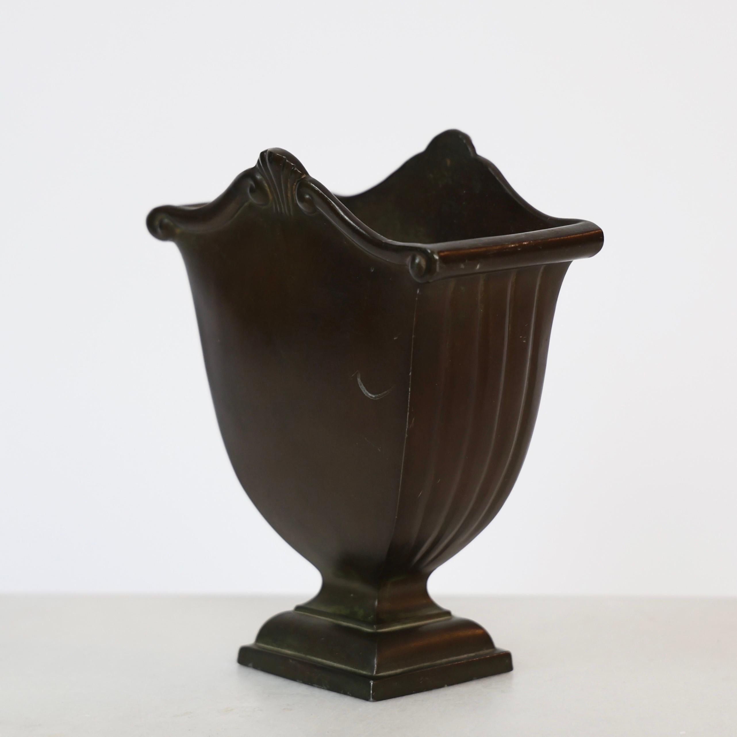 Metal Pedestal Vase by Just Andersen, 1920s, Denmark For Sale