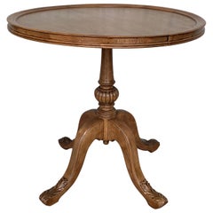 Pedestal Walnut Round Coffee or Side Table with Ornamental Carved Legs