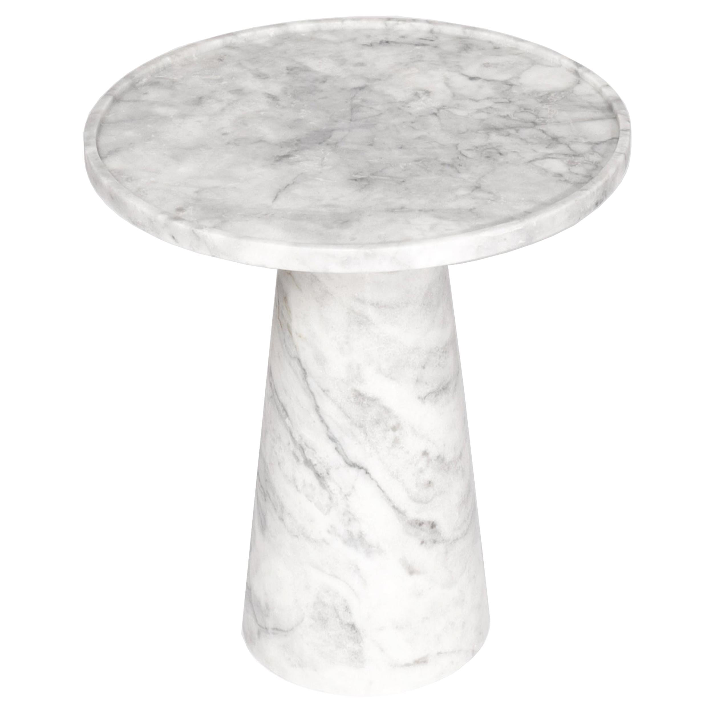 Pedestal white marble Side Table For Sale