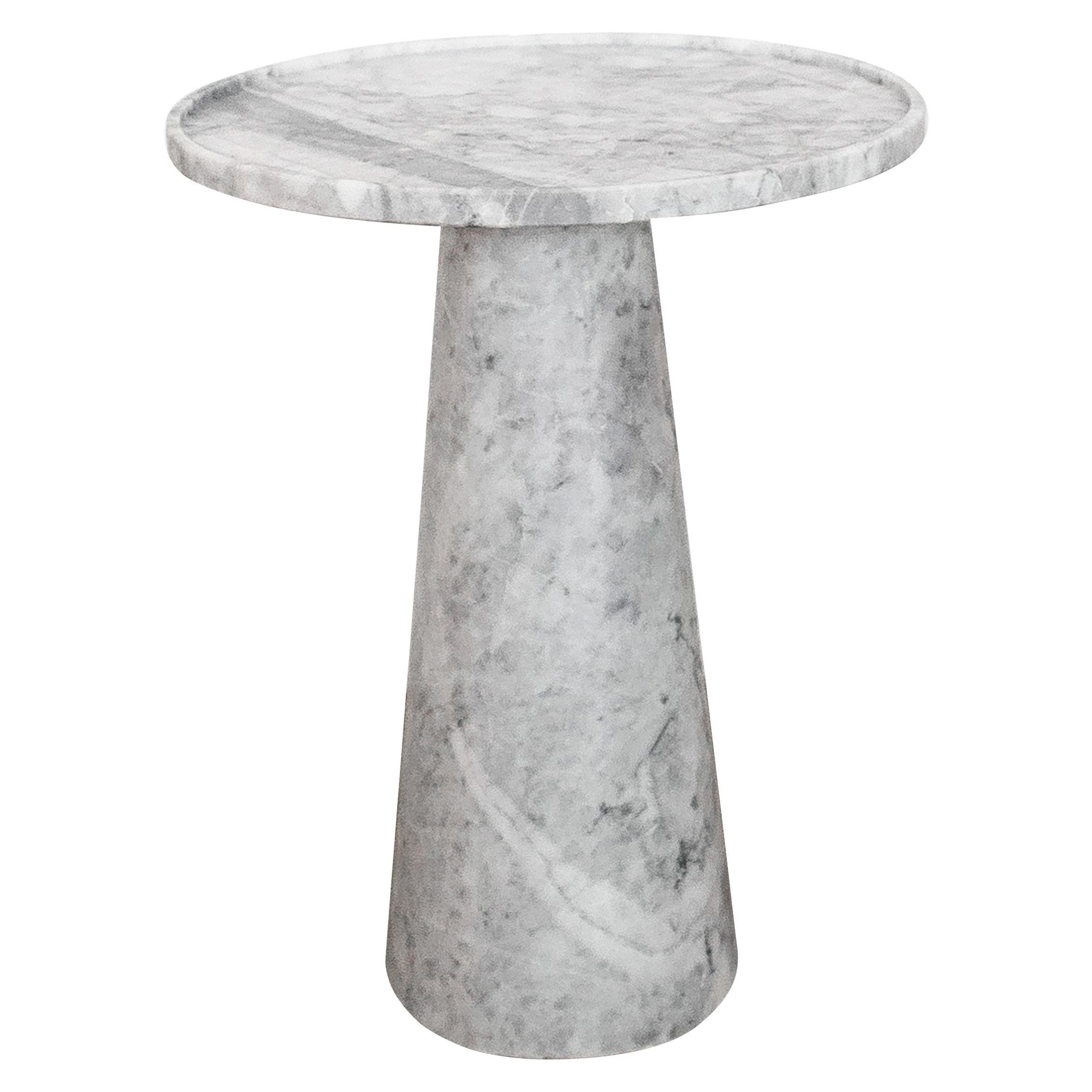 Pedestal White Marble Tall Side Table For Sale