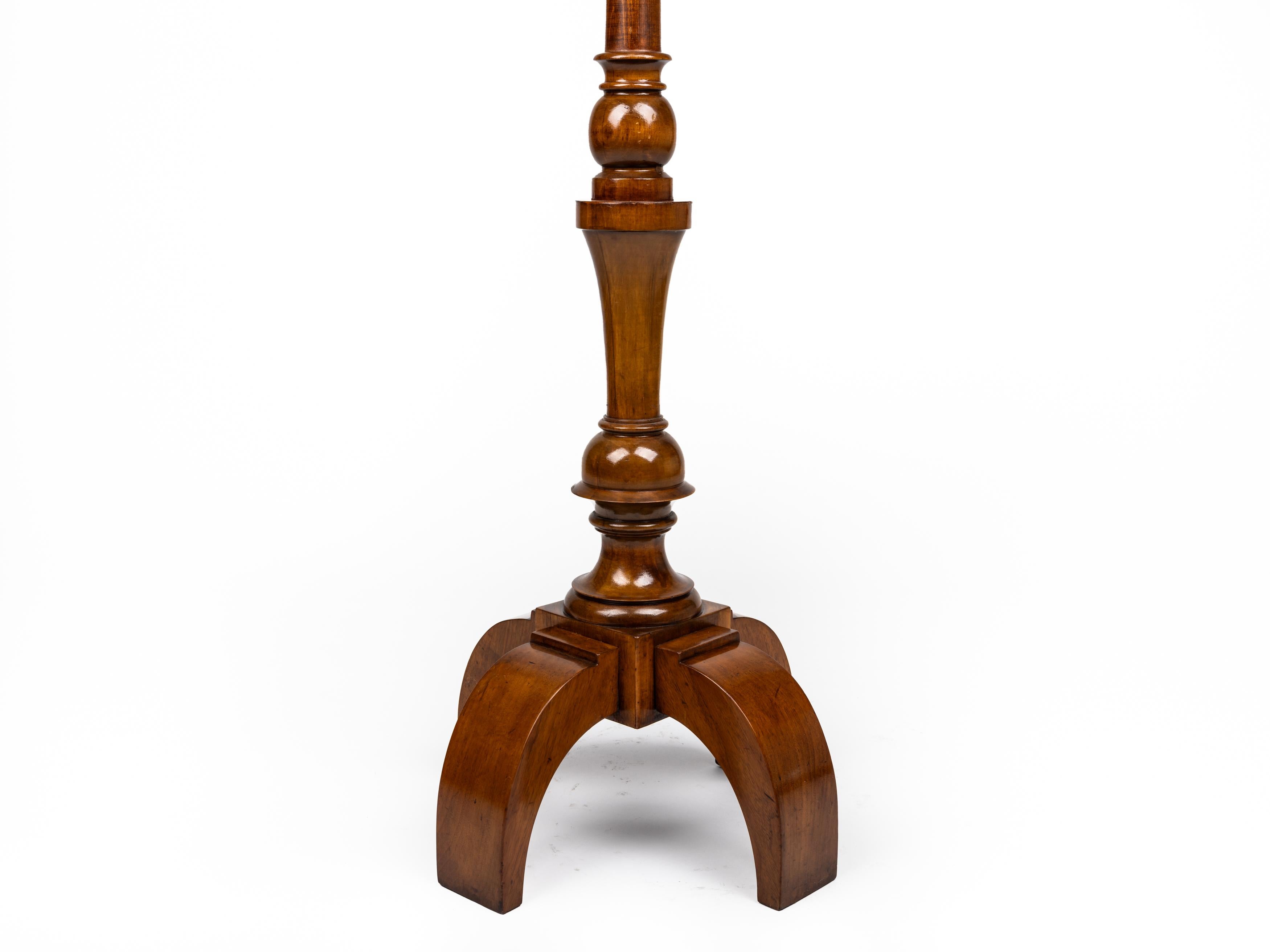 Pedestal, wooden Pillar, column, fleur de lis, lily, inlay decor, ~ 1880, France In Good Condition For Sale In Wien, AT