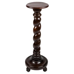 Pedestal, wooden Pillar, column, stained beech wood, ~ 1880, Austria