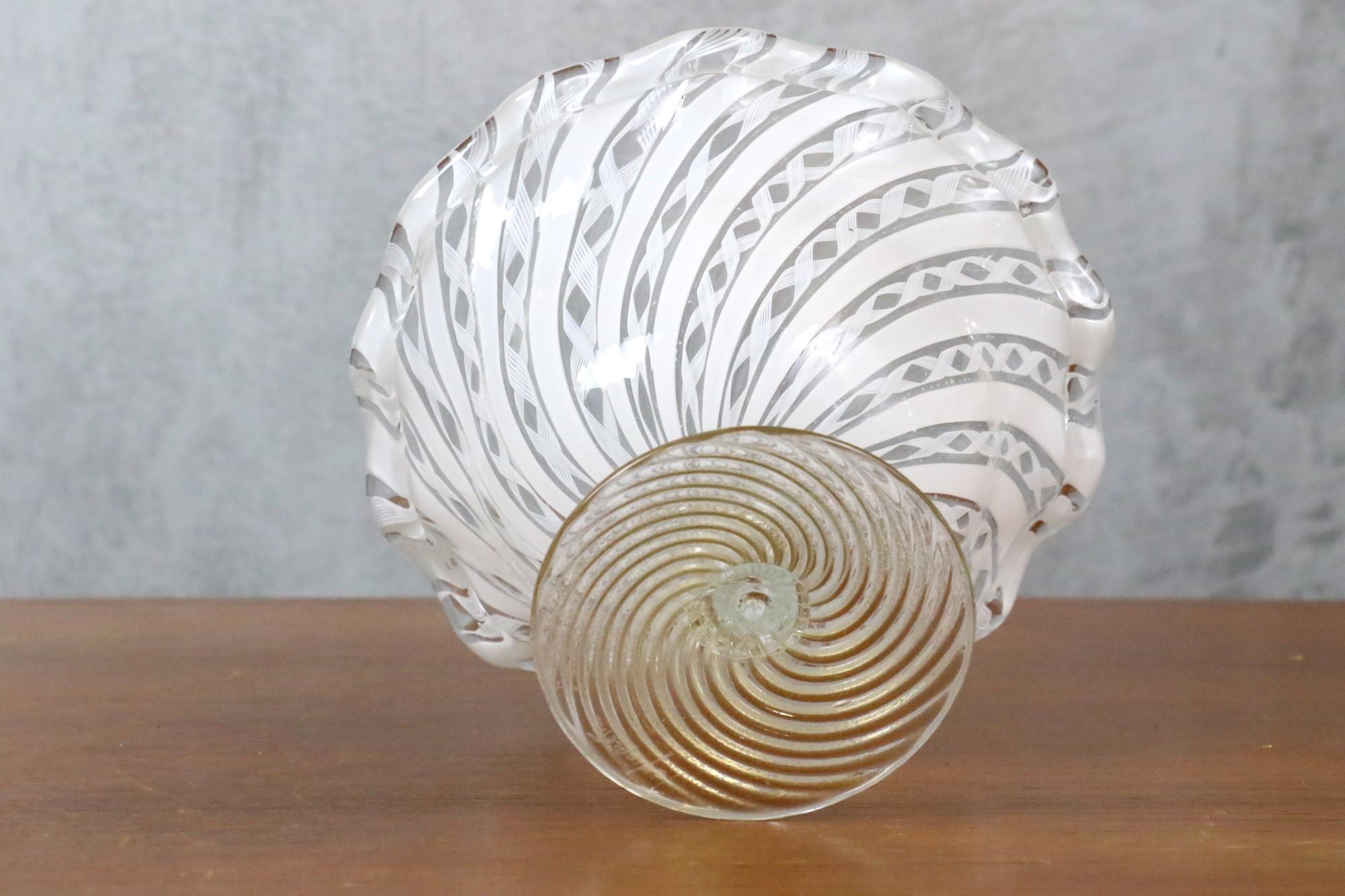 Contemporary Pedestal Zanfirico Bowl in Murano Glass by Tagliapietra, circa 2000 For Sale