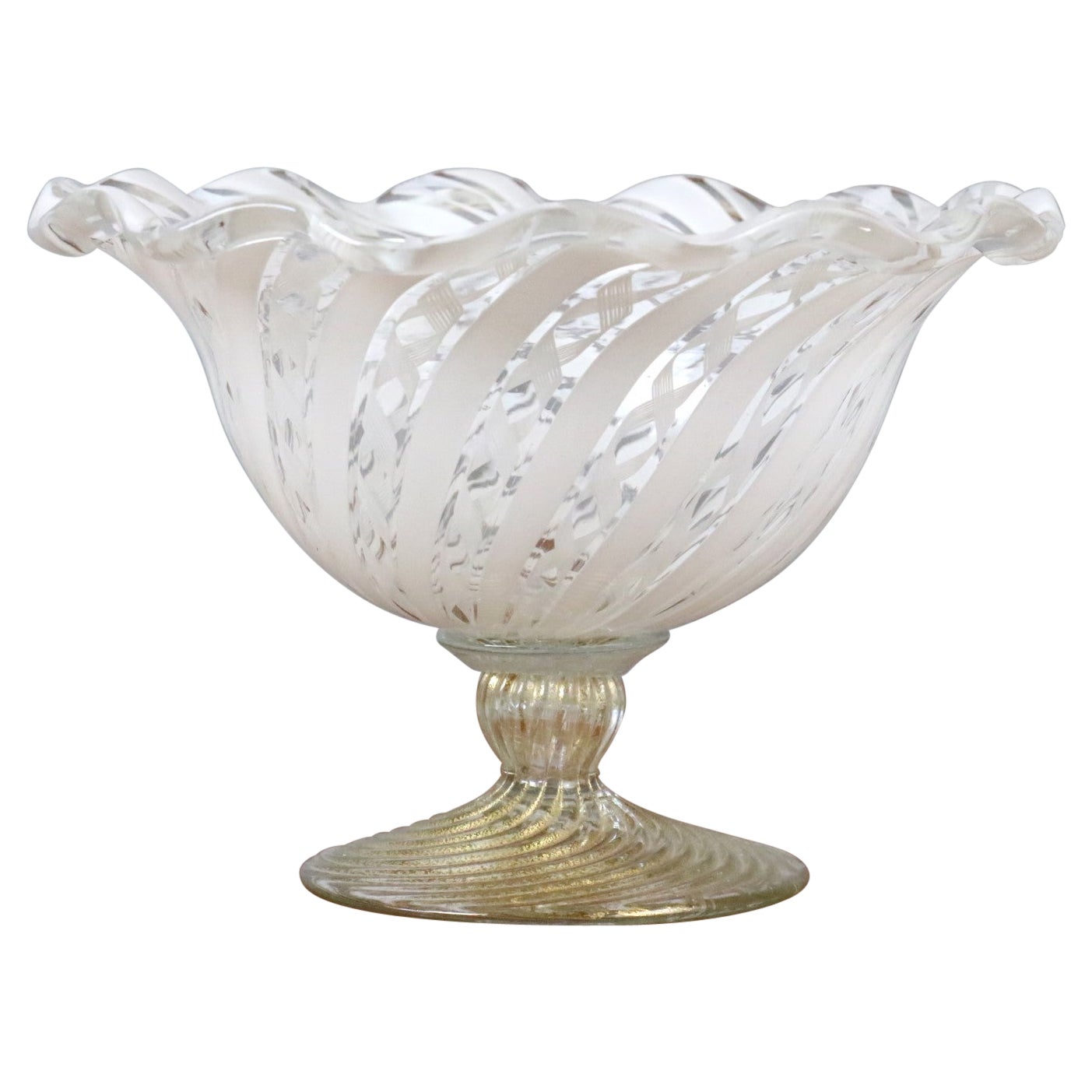Pedestal Zanfirico Bowl in Murano Glass by Tagliapietra, circa 2000 For Sale