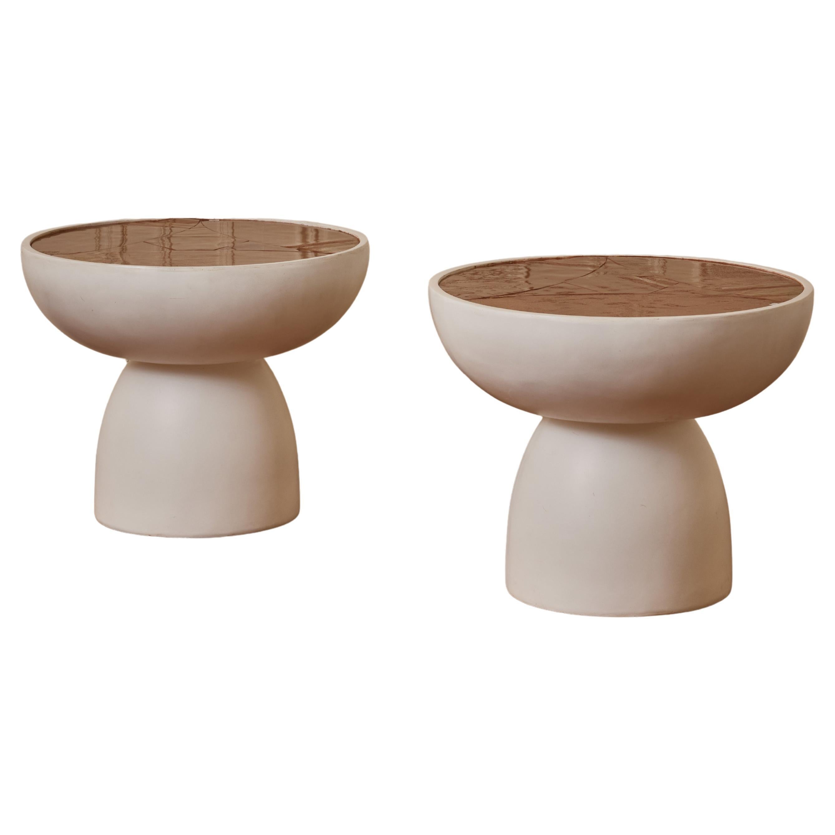 Pedestales de cerámica y cristal antiguo de Studio Glustin en venta