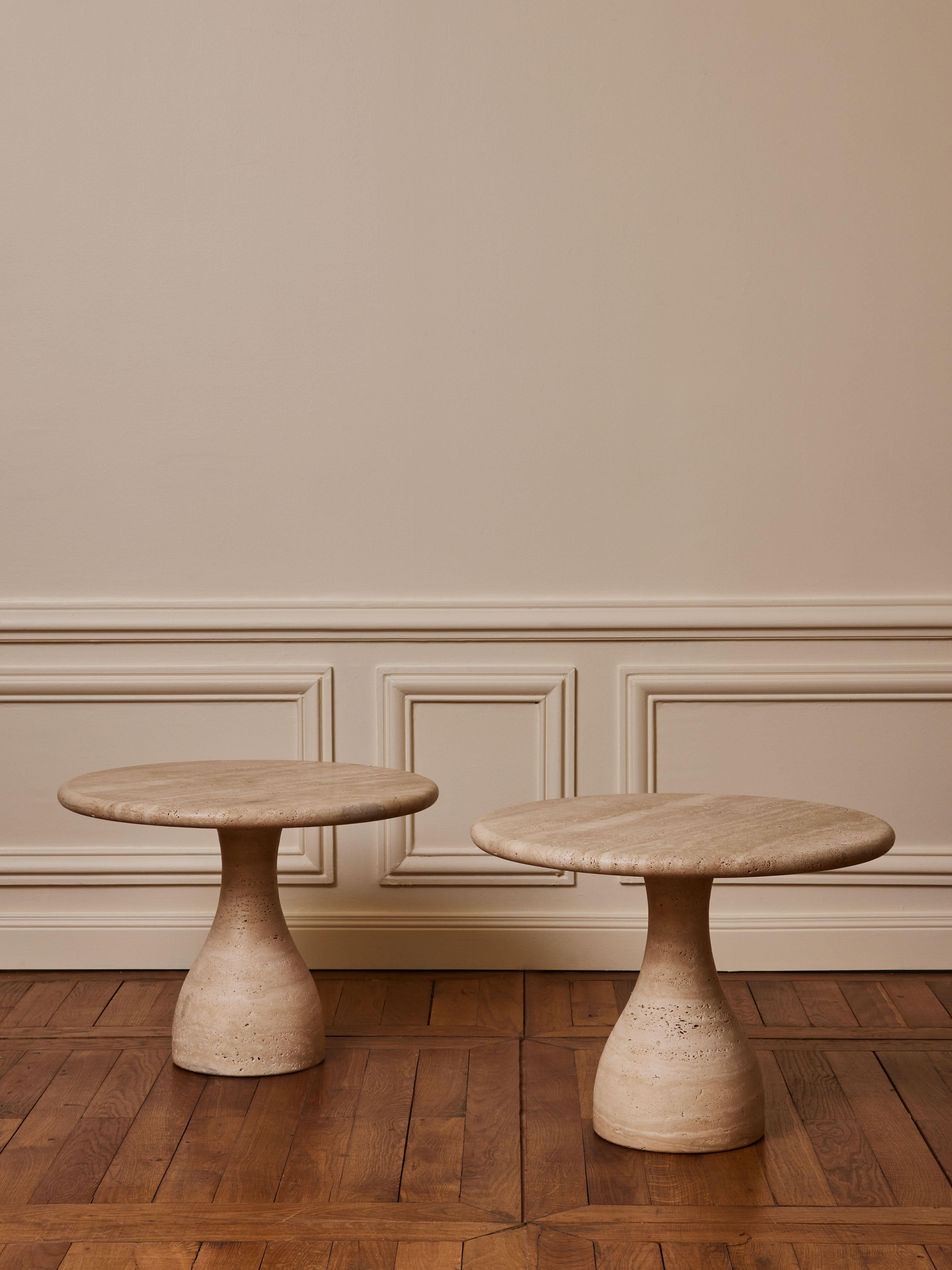 Mid-Century Modern Pedestals in Travertine Stone by Studio Glustin For Sale