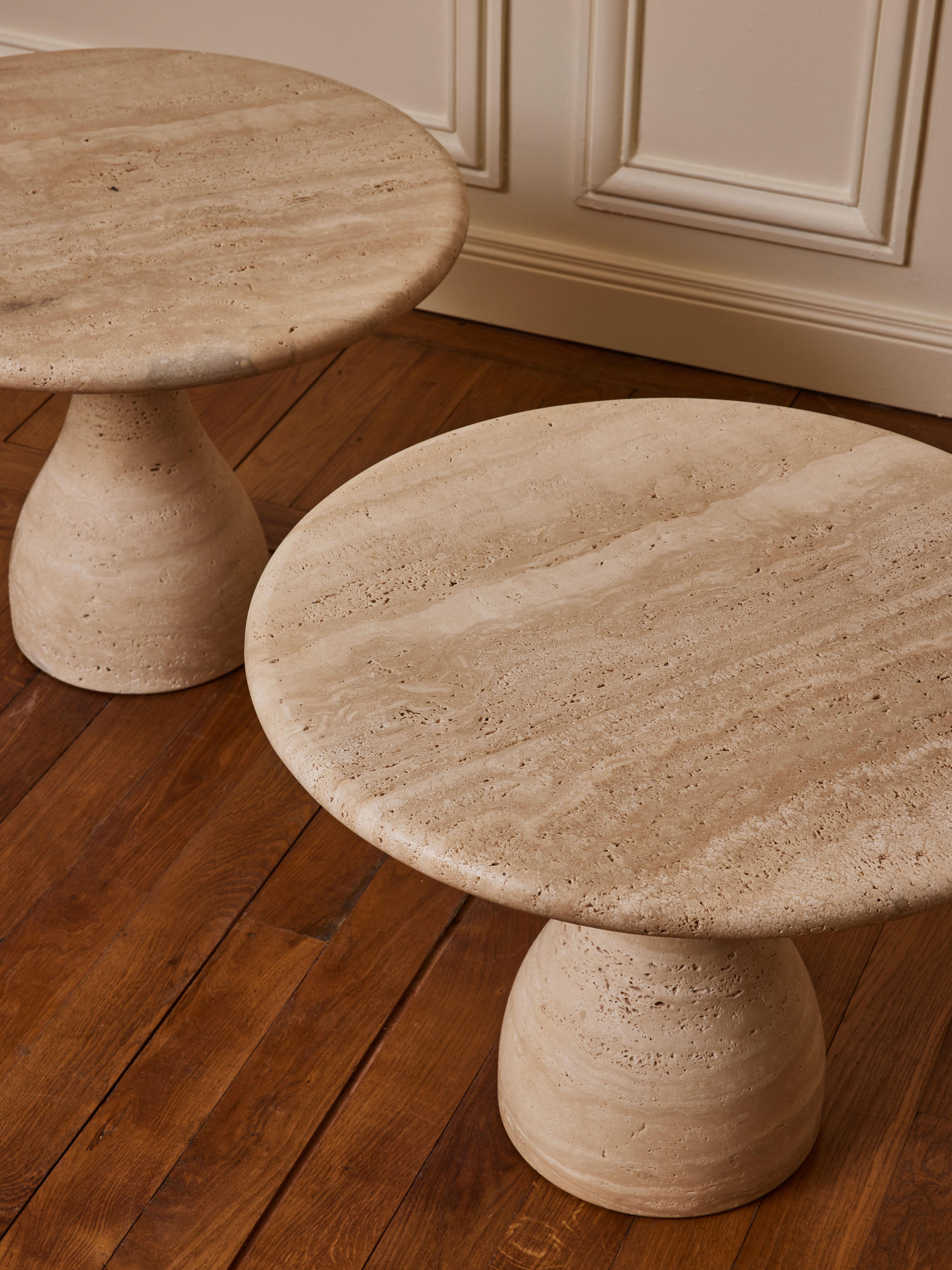 Pedestals in Travertine Stone by Studio Glustin For Sale 1