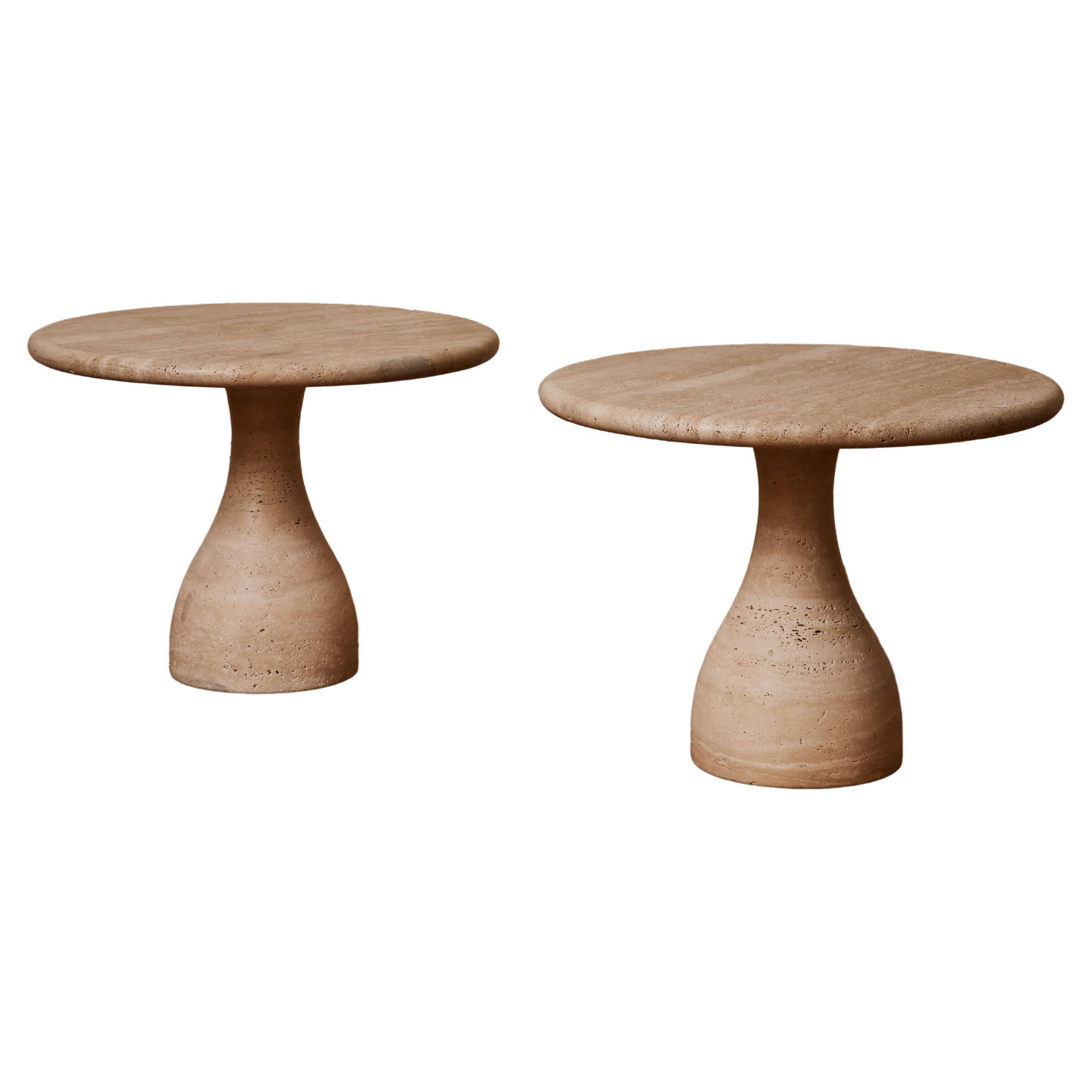 Pedestals in Travertine Stone by Studio Glustin