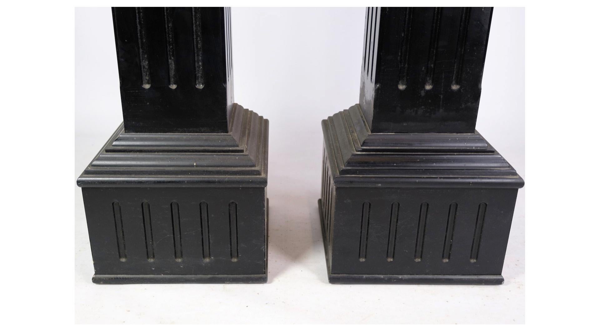 Danish Pedestals With Black Paint In Louis Seize Style From 1980s For Sale