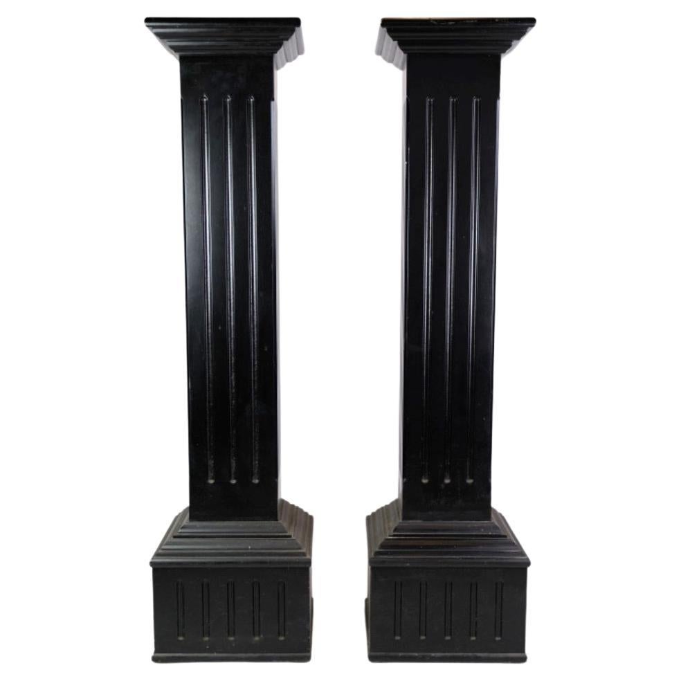 Pedestals With Black Paint In Louis Seize Style From 1980s For Sale