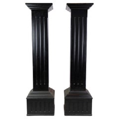 Vintage Pedestals With Black Paint In Louis Seize Style From 1980s