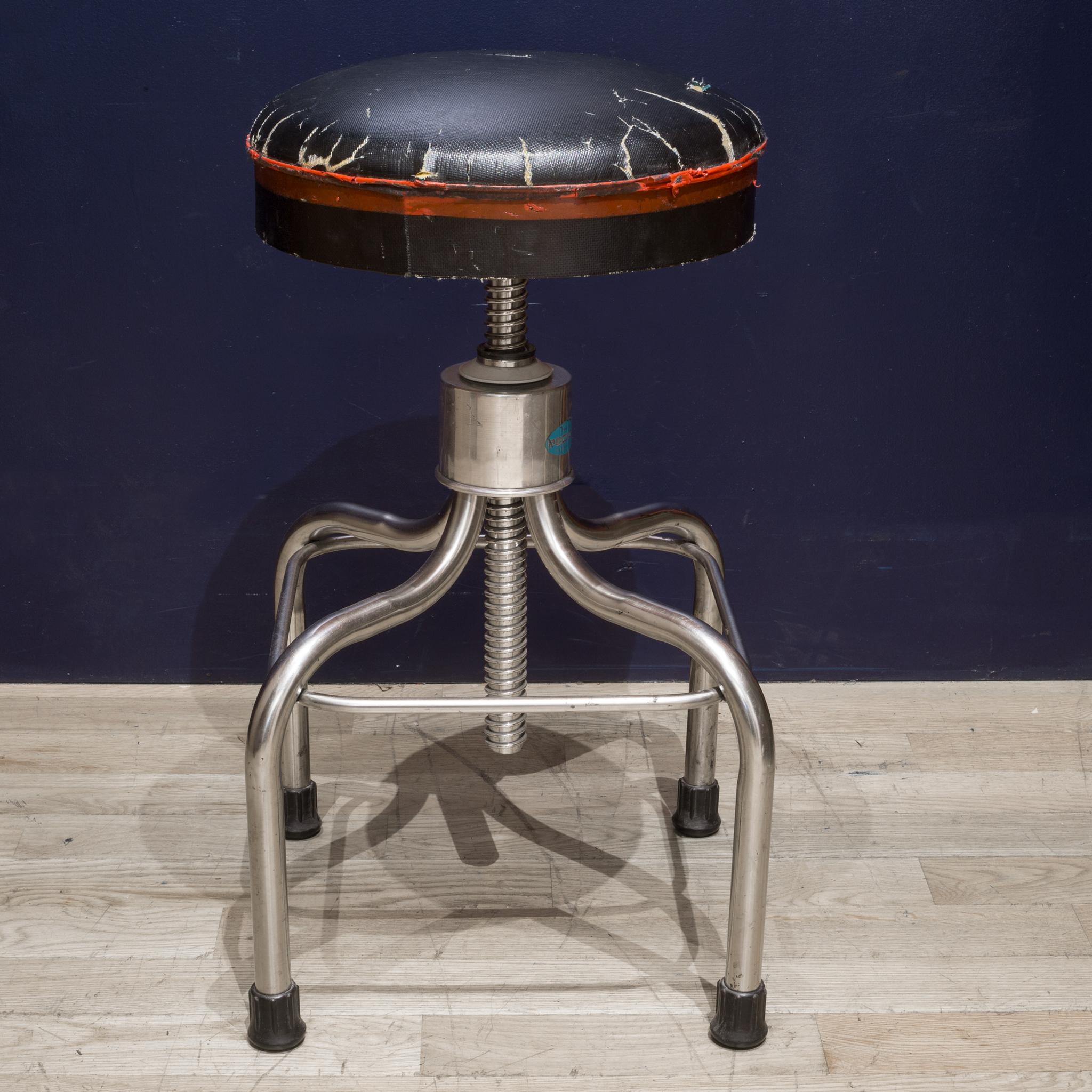 About

An adjustable chrome medical swivel stool with a distressed seat. This stool has retained much of its original finish and is sturdy and structurally sound.

Creator Pedigo.
Date of manufacture circa 1993.
Materials and techniques