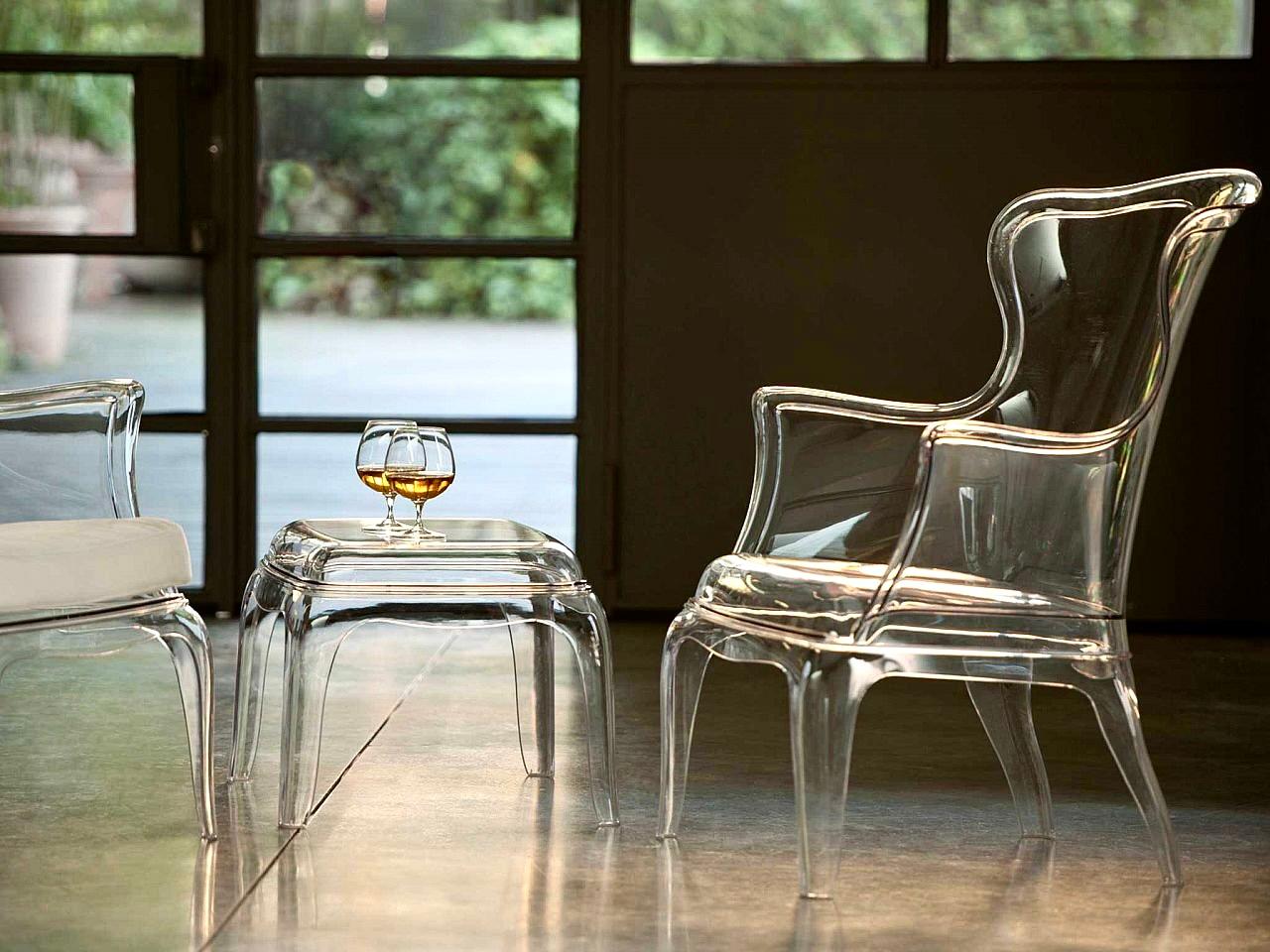 Contemporary Pedrali Pasha 660 Fauteuil Indoor Outdoor Transparent Armchair Lounge, Italy.  For Sale