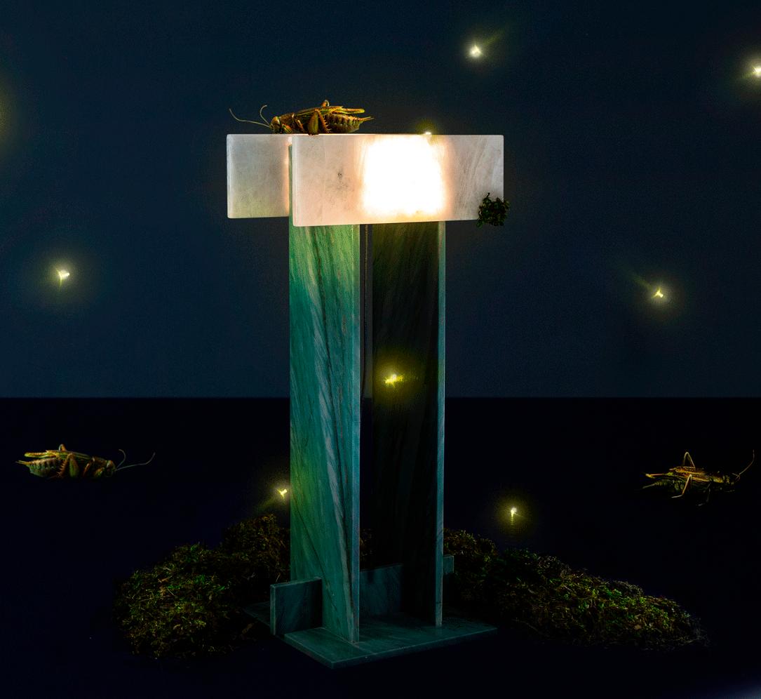 Other Pedrita Floor Lamp, Brazilian Contemporary Design in Brazilian Stones For Sale