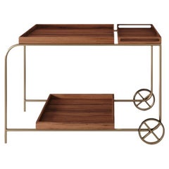 "Pedro" bar cart Modernist style Light gold painted steel and wood