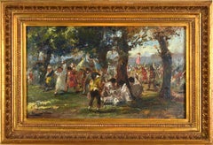 Pedro Blanes Viale (1879-1926) Uruguay. Group in a forest. Veneer, oil, 27x47 cm