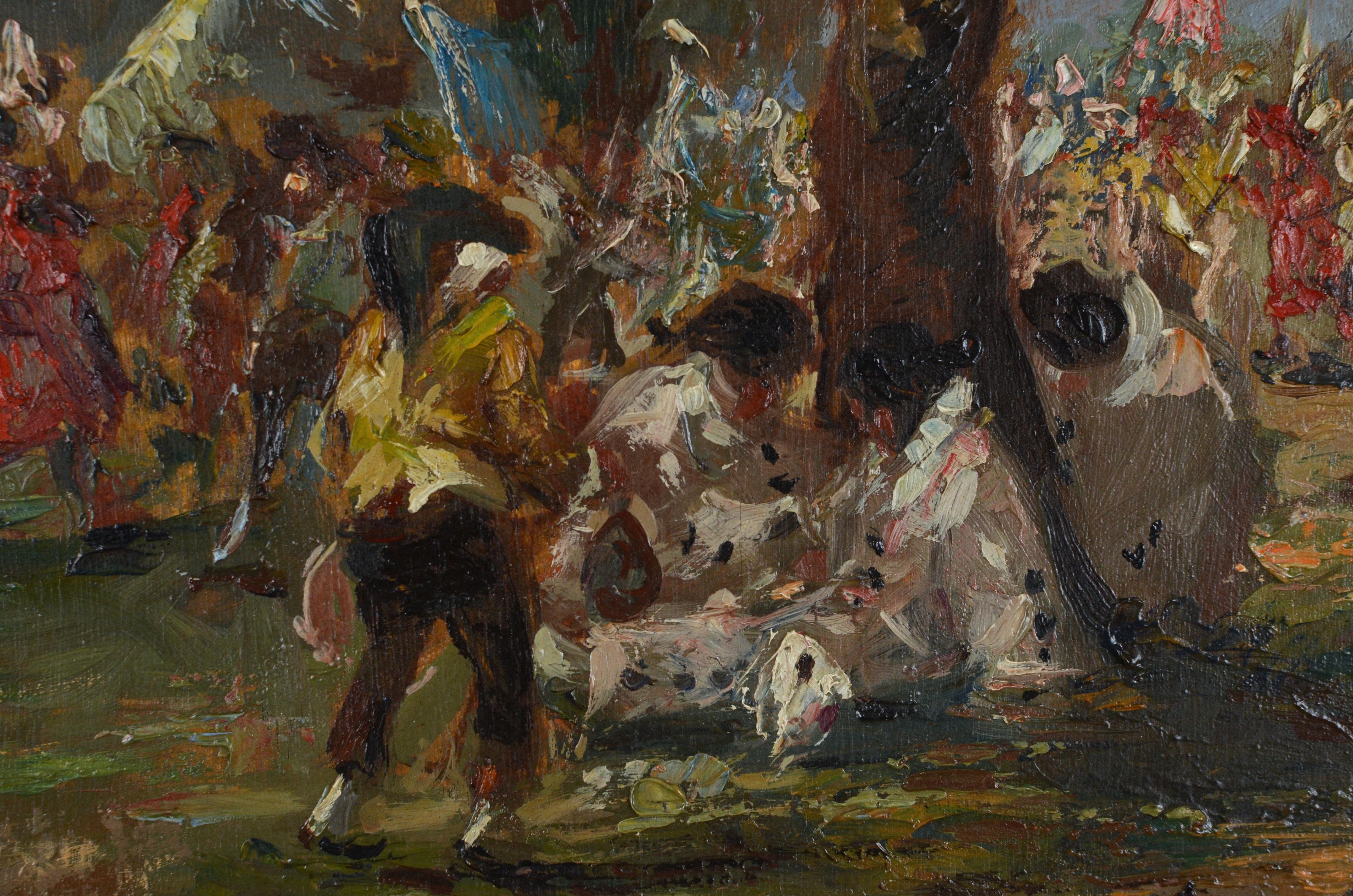 Pedro Blanes Viale (1879-1926) Uruguay. Groupe dans une forêt. placage, huile, 27x47 cm en vente 5
