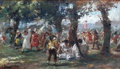 Pedro Blanes Viale (1879-1926) Uruguay. Group in a forest. Veneer, oil, 27x47 cm