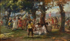 Pedro Blanes Viale (1879-1926) Uruguay. Grupo en un bosque. Chapa, óleo, 27x47 cm