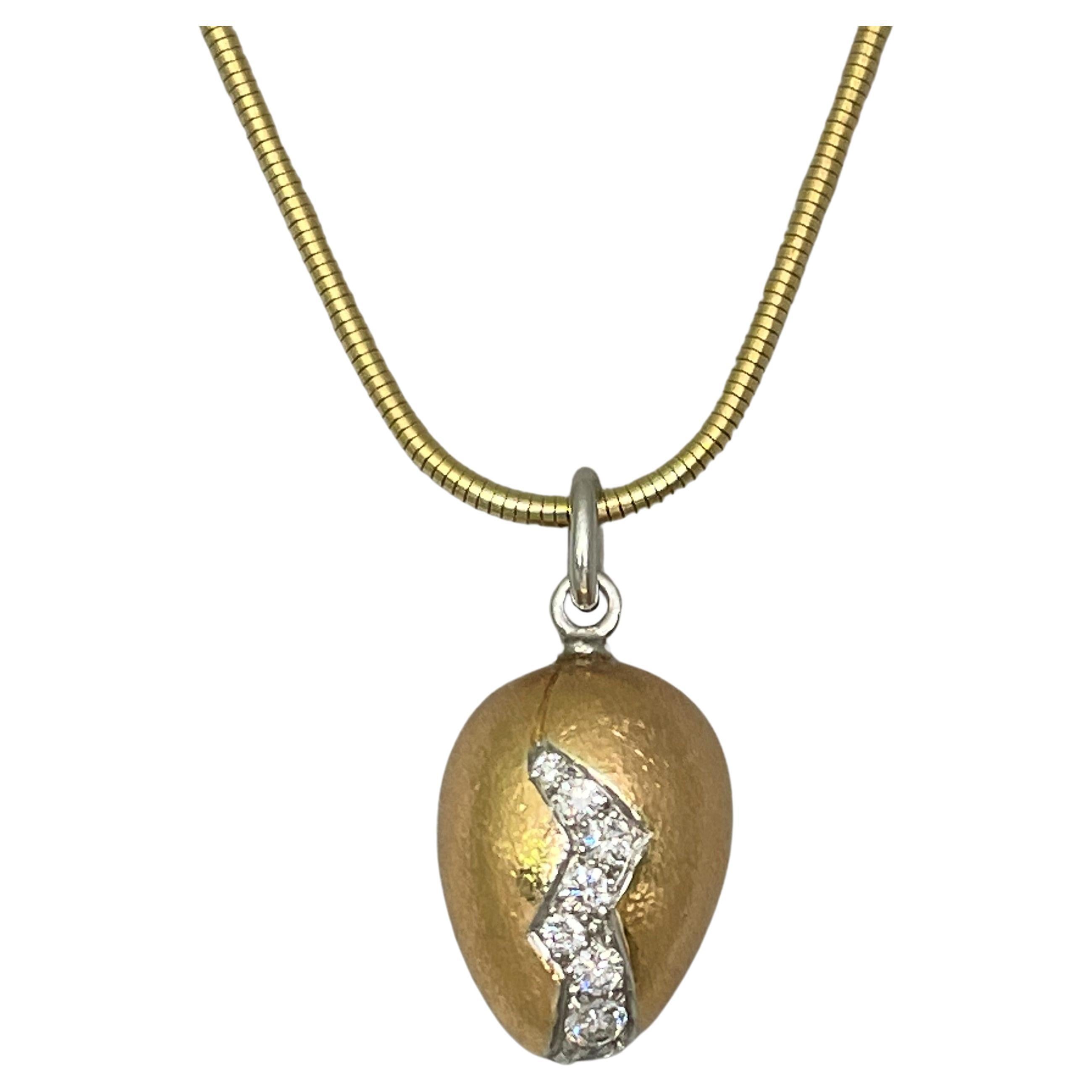 Pedro Boregaard 18KY Platinum Diamond Egg Pendant For Sale