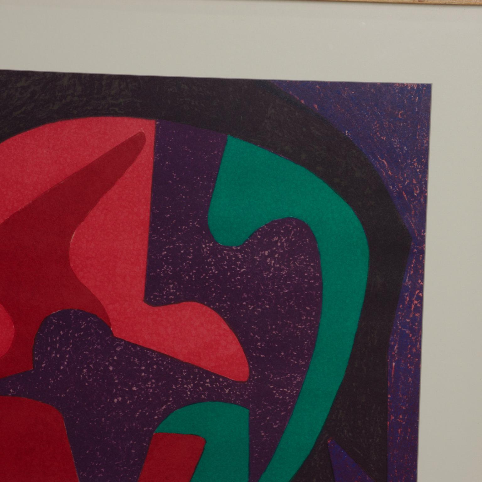 1980s Pedro Coronel Purple Dove Abstract Lithograph In Good Condition For Sale In Chula Vista, CA
