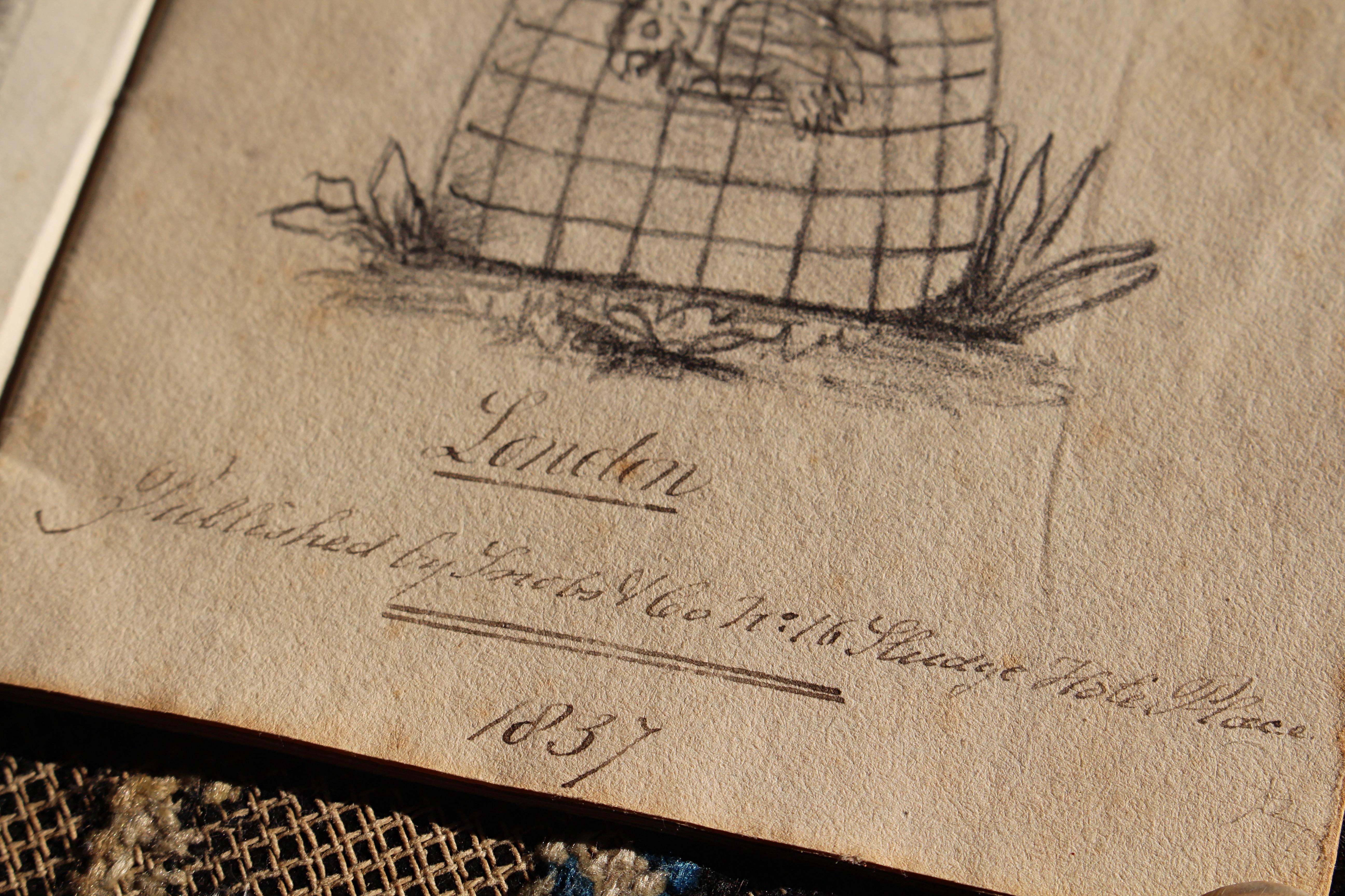 Papier Livre d'histoires et de croquis illustré par Joseph Scoundrel Square, Pedro Cottage 1837 en vente