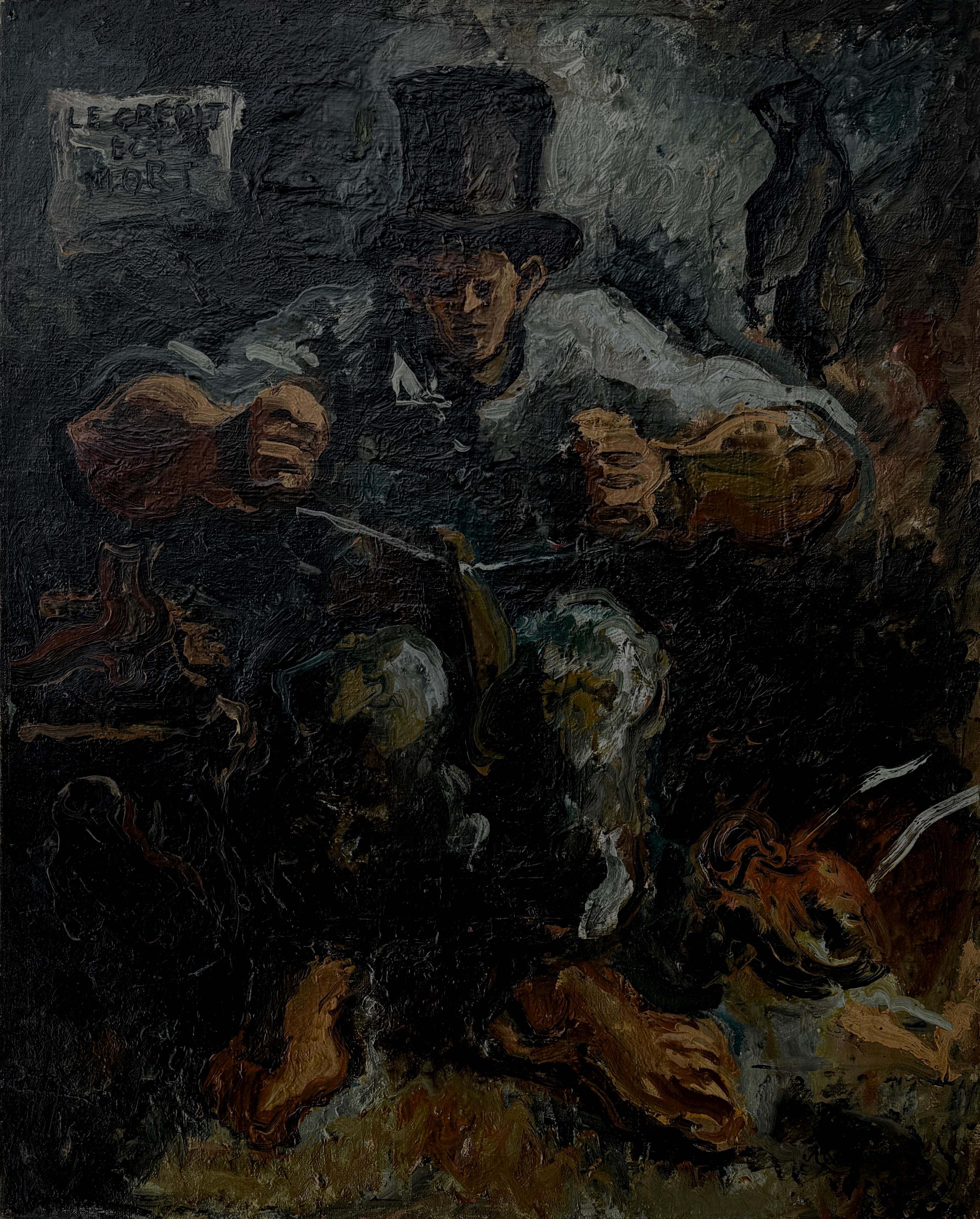 Credit is Dead olio su tela pittura Espressionismo figurativo Scuola di Parigi