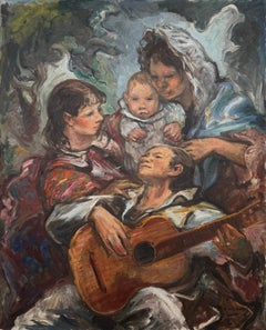 Family Scene with Guitarist oil on canvas painting picasso Paris school