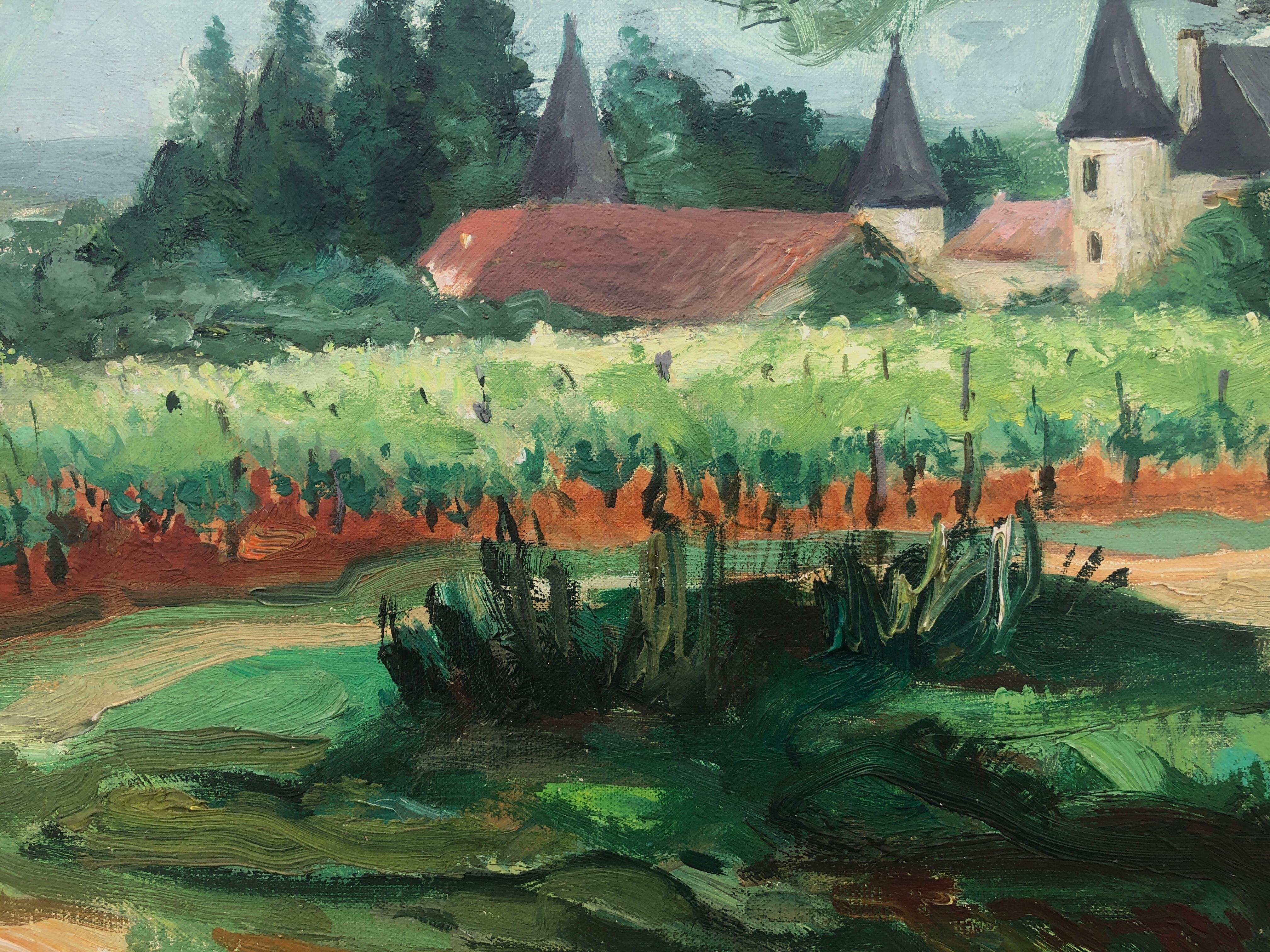 French landscape oil on canvas painting France - Expressionist Painting by Pedro CREIXAMS