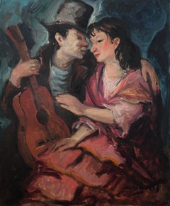 Lovers oil on canvas painting Paris Picasso school