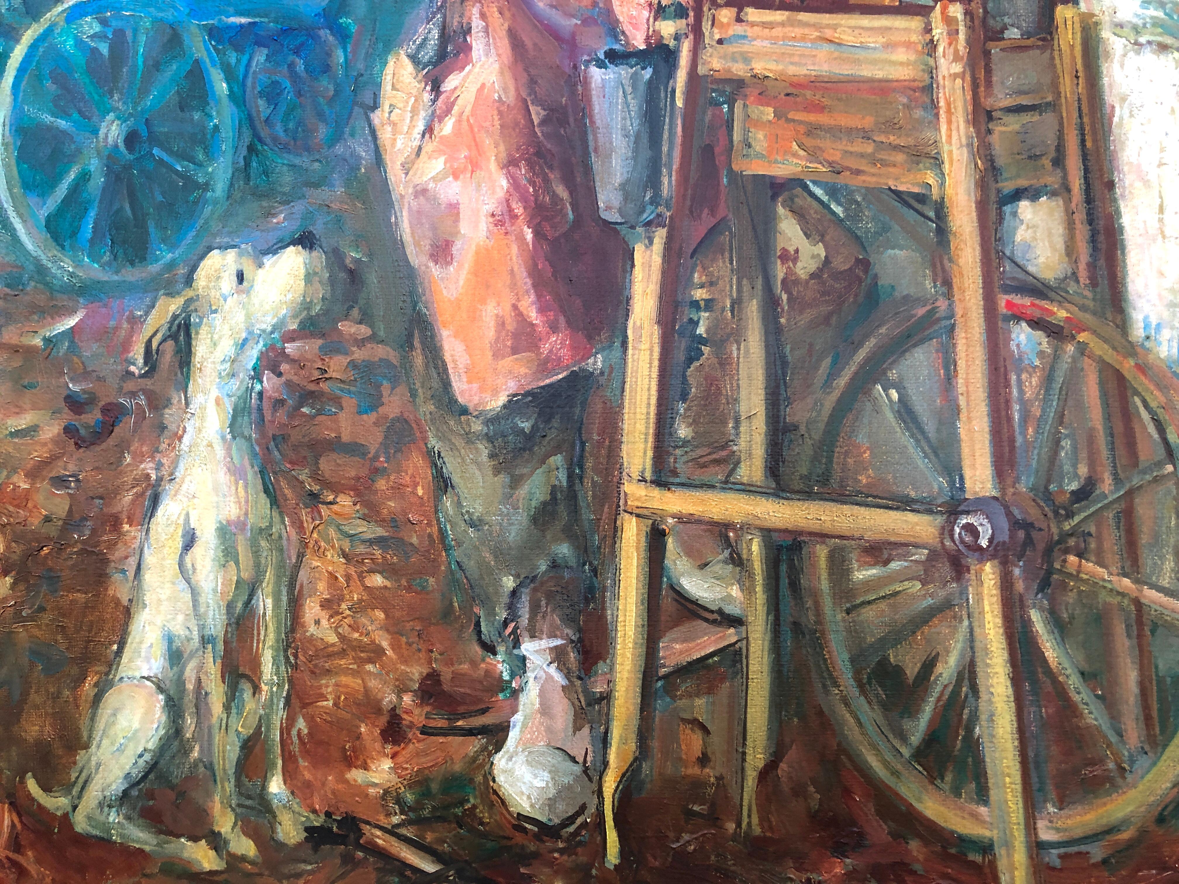El afilador de cuchillos de París óleo sobre lienzo pintura paisaje urbano Francia 2