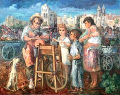 El afilador de cuchillos de París óleo sobre lienzo pintura paisaje urbano Francia