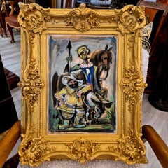 Pedro Flores Garcia, Don Quijote, Öl auf Karton, um 1950
