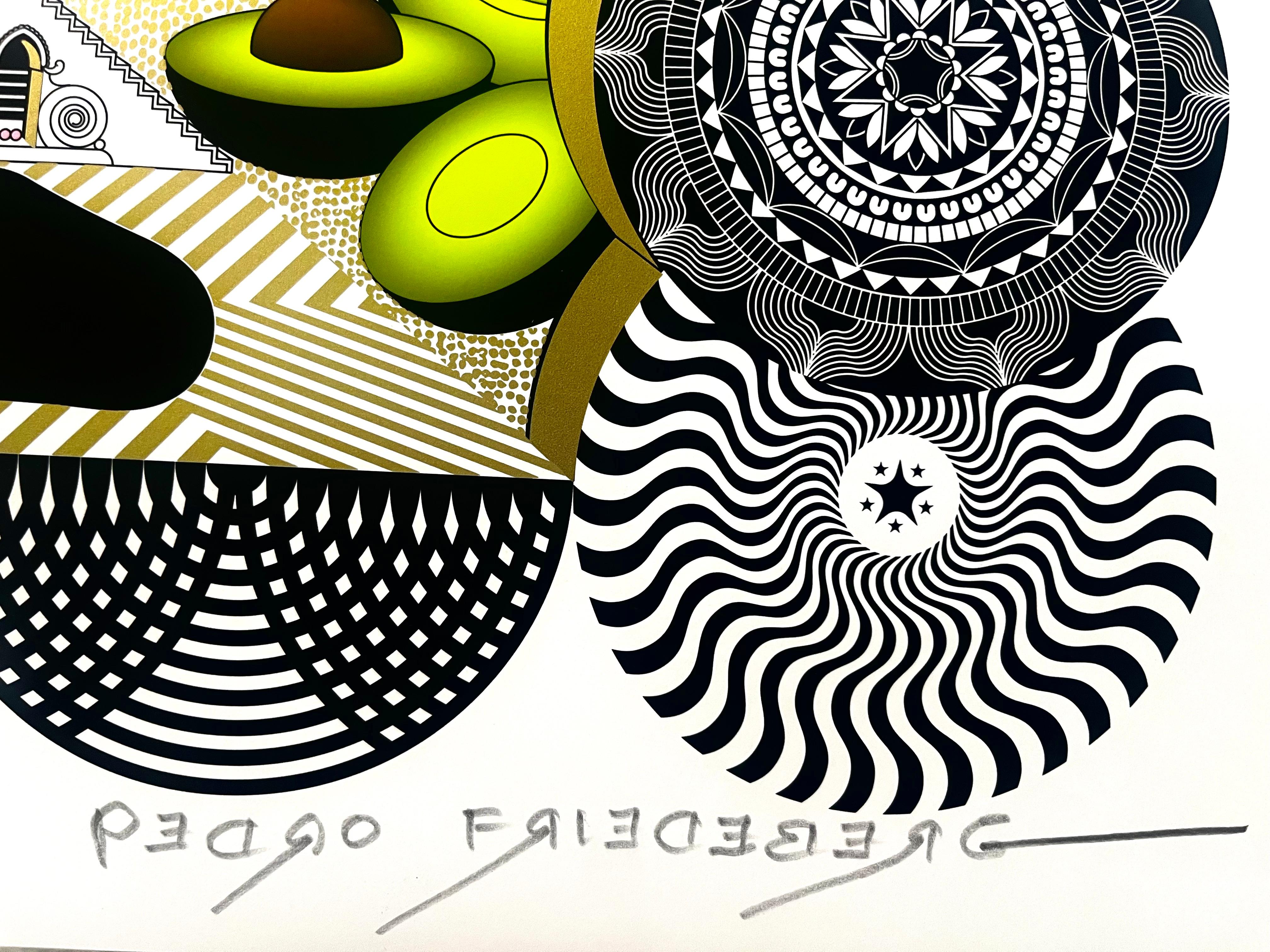 Un dimanche à Avocadoland - paysage géométrique, surréaliste, neobarroque - Print de Pedro Freideberg
