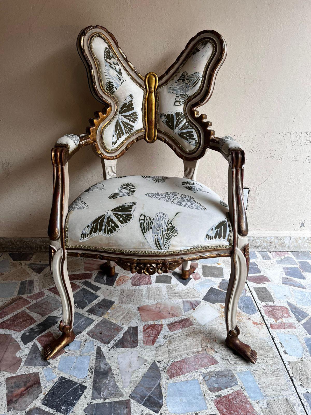 Mid-Century Modern Pedro Friedeberg 1973 Chaise Butterfly en Wood de la Villa Arabesque à Acapulco en vente
