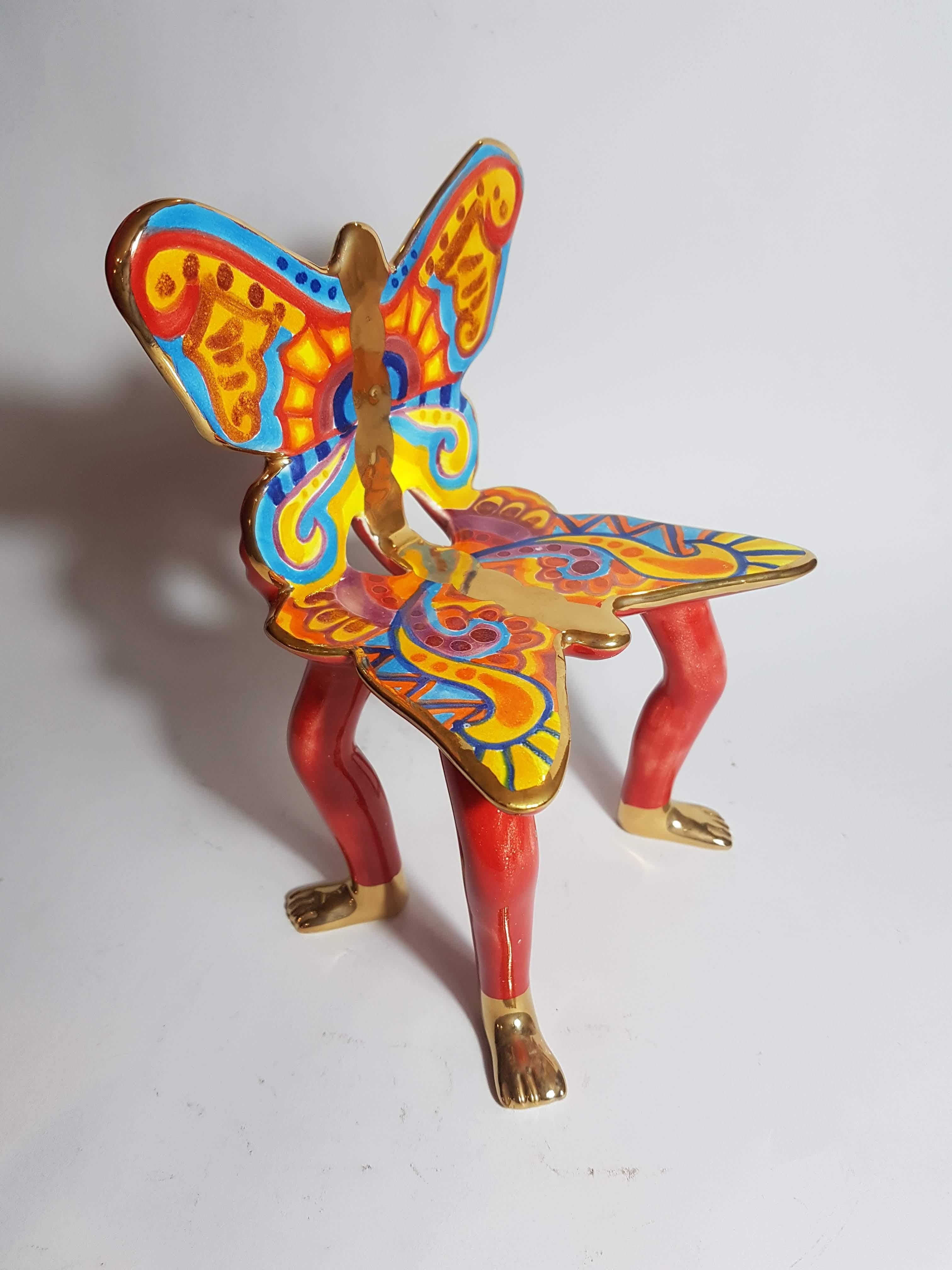 Pedro Friedeberg Ceramic Butterfly Chair Sculpture In Excellent Condition In Mexico City, MX
